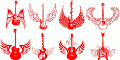Laser Cut Electric Guitars With Engraving Wings Free Vector File