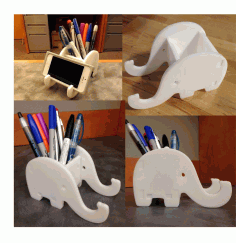 Laser Cut Elephant Phone And Pen Holder Free DXF File, Free Vectors File