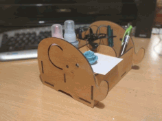 Laser Cut Elephant Shaped Desk Organizer Free DXF File