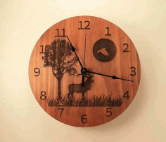 Laser Cut Engraving Deer Clock Free Vector File, Free Vectors File