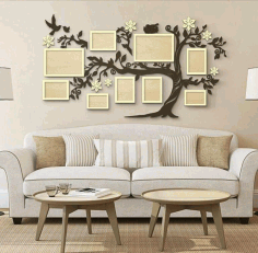 Laser Cut Family Tree With Photo Frames Free Vector File