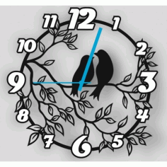 Laser Cut Floral Bird Clock Free Vector File