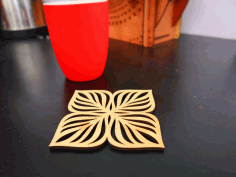 Laser Cut Floral Tea Cup Coasters Free DXF File