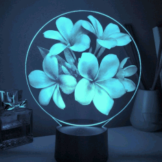 Laser Cut Flower Acrylic Led Lamp Free Vector File