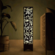 Laser Cut Flower Design Wooden Floor Lamp Free Vector File