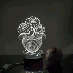 Laser Cut Flower Vase 3d Acrylic Lamp Free Vector File