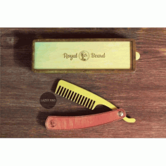 Laser Cut Folding Beard Comb Template With Box Free Vector File