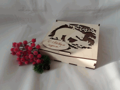 Laser Cut Folding Lid Candy Box Plywood 4mm Free Vector File