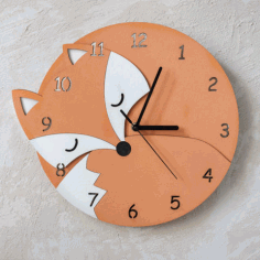 Laser Cut Fox Wall Clock With Numbers Kids Room Wall Decoration Children Clock Free Vector File