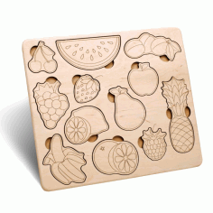 Laser Cut Fruits Learning Activity Wooden Board Free Vector File