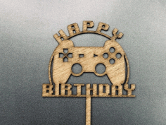 Laser Cut Gamer Cake Topper Birthday Decoration Free Vector File, Free Vectors File