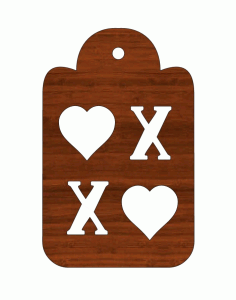 Laser Cut Gift Tag Rectangle Couple Hearts And X Wooden Cutout Free Vector File