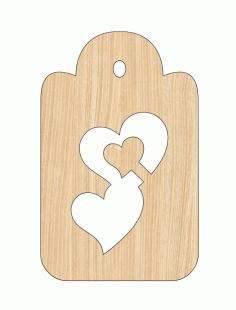 Laser Cut Gift Tag Rectangle Shape Couple Heart Wooden Cutout Free Vector File