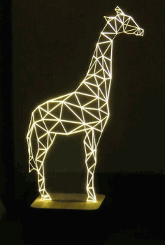 Laser Cut Giraffe 3d Optical Illusion Night Light Free Vector File