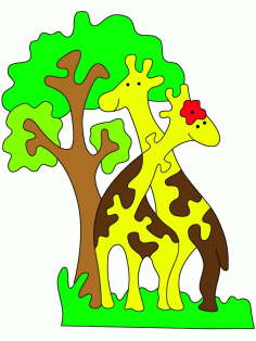 Laser Cut Giraffe Jigsaw Puzzle Free DXF File