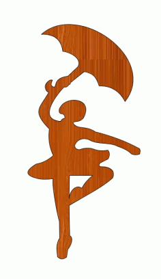 Laser Cut Girl Dancing With Umbrella Unfinished Wooden Cutout Free Vector File, Free Vectors File