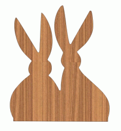 Laser Cut Graceful Easter Bunny Pair Unfinished Design Free Vector File