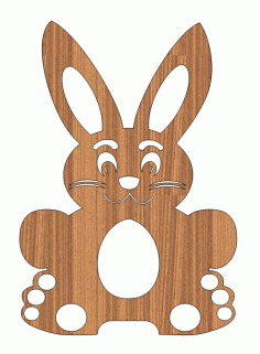 Laser Cut Graceful Easter Bunny Rabbit Wooden Gift Tag Free Vector File, Free Vectors File