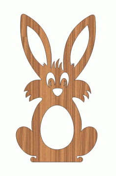 Laser Cut Graceful Easter Bunny Rabbit Wooden Tag Free Vector File