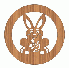 Laser Cut Graceful Easter Bunny Wooden Gift Tag Free Vector File