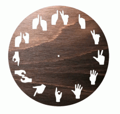 Laser Cut Hand Signs Wall Clock Free Vector File