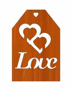 Laser Cut Happy Valentines Day Couple Heart Wooden Gift Tag Free Vector File