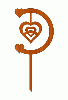 Laser Cut Happy Valentines Day Love Wood Cake Topper Free Vector File