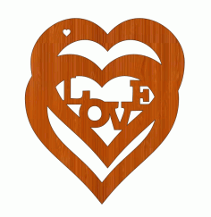 Laser Cut Happy Valentines Day Wooden Keychain Couple Love Heart Gift Tag Free Vector File