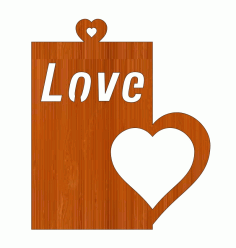 Laser Cut Happy Valentines Day Wooden Keychain Love Heart Gift Tag Free Vector File