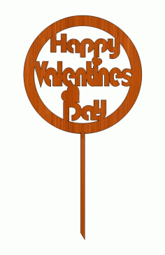 Laser Cut Happy Valentines Day Wooden Love Heart Cake Topper Free Vector File