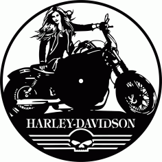 Laser Cut Harley Davidson Wall Clock Free Vector File