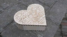 Laser Cut Heart Gift Box With Hinge Free Vector File, Free Vectors File
