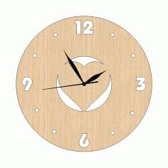 Laser Cut Heart Shaped Wood Wall Clock 8 March International Womens Day Free Vector File