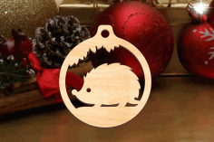 Laser Cut Hedgehog Christmas Ornament Free Vector File