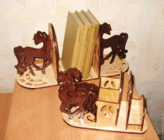 Laser Cut Horse Bookend Organizer Model Free DXF File