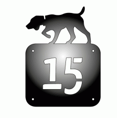Laser Cut House Number With Dog Free DXF File