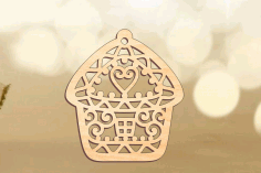 Laser Cut House Shaped Ornament Bauble Christmas Decorations Free Vector File