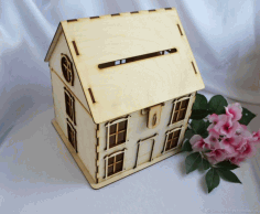 Laser Cut House Shaped Wedding Money Box Free DXF File