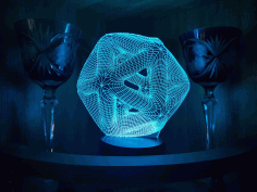 Laser Cut Icosahedron 3d Night Light Acrylic Optical Illusion Lamp Free Vector File, Free Vectors File