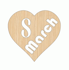 Laser Cut International Womens Day 8 March Heart Shaped Wood Tag Women Day Free Vector File