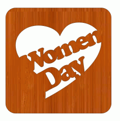 Laser Cut International Womens Day 8 March Square Heart Shaped Wooden Gift Tag Free Vector File
