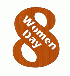 Laser Cut International Womens Day 8 March Wooden Gift Tag Cutout Women Day Free Vector File