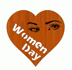 Laser Cut International Womens Day Heart Shaped Wood Tag Woman Engraved Eyes 8 March Women Day Free Vector File