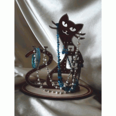 Laser Cut Kitty Cat Stand For Jewelry Free DXF File