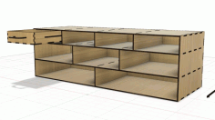 Laser Cut Layout Shelf For Shelving With Drawers Free Vector File