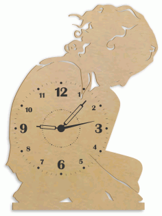 Laser Cut Lonely Girl Wall Clock Wall Decor Free Vector File