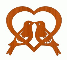 Laser Cut Love Happy Valentines Bird Couple Heart Unfinished Wooden Shape Free Vector File