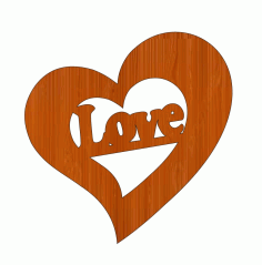 Laser Cut Love Heart Happy Valentines Day Wooden Keychain Tag Free Vector File