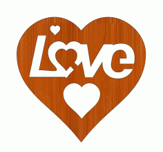 Laser Cut Love Heart Valentines Day Tag Wooden Keychain Free Vector File