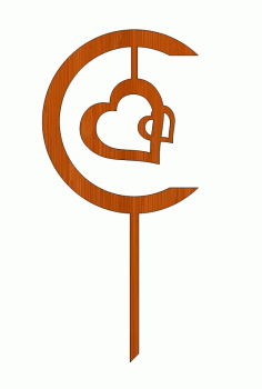 Laser Cut Love Wooden Cutout Cake Topper Free Vector File